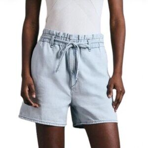 rag & bone Light Indigo Linen Tie Shorts Size 29 Cotton Linen Blend High Rise